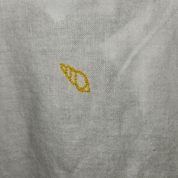 NWT C&C California White Linen Blend Blouse Colorful Embroidered Beach Accents - Picture 6 of 14